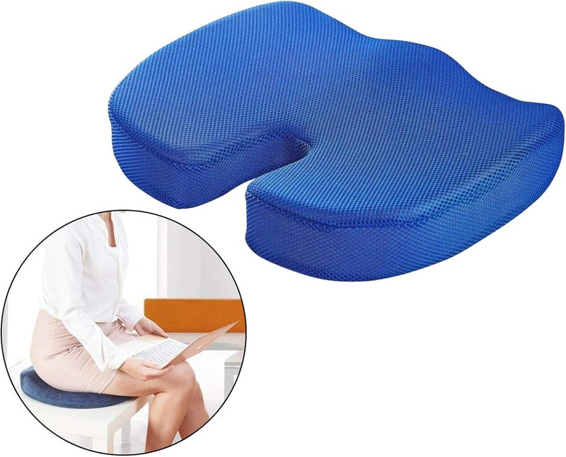 klarako Comfort Memory Foam Seat Cushion for Office Chair  Tailbone Cushion  Coccyx Cushion  Sciatica Pillow for Sitting, Home & Office Accessories  Blue - Image 5