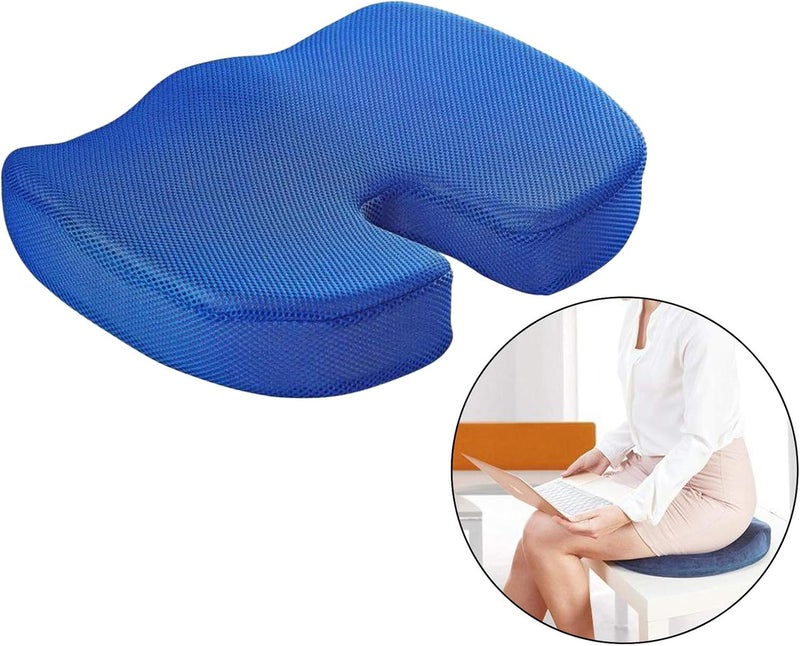 klarako Comfort Memory Foam Seat Cushion for Office Chair  Tailbone Cushion  Coccyx Cushion  Sciatica Pillow for Sitting, Home & Office Accessories  Blue - Image 4