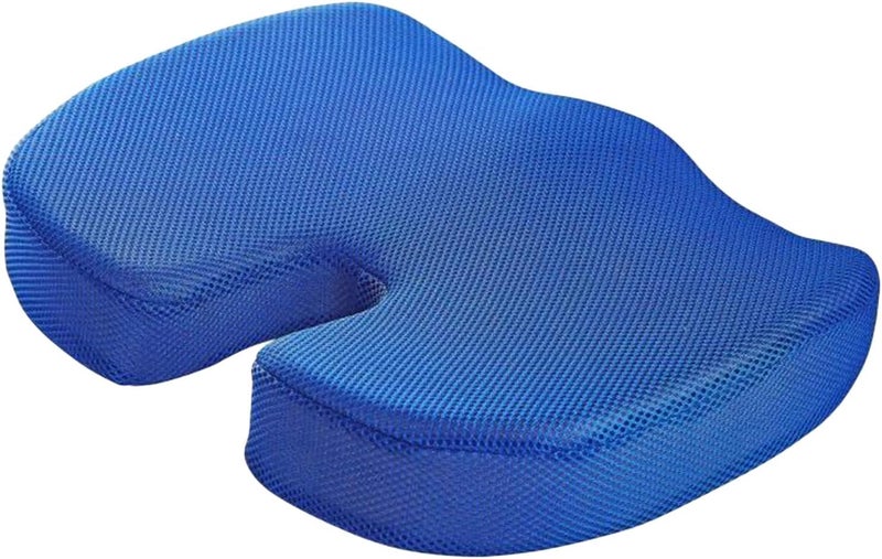klarako Comfort Memory Foam Seat Cushion for Office Chair  Tailbone Cushion  Coccyx Cushion  Sciatica Pillow for Sitting, Home & Office Accessories  Blue - Image 1