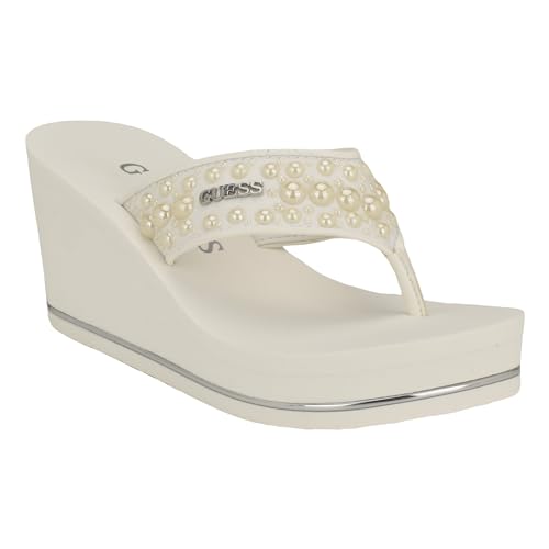 GUESS Women's SILUS Wedge Sandal, White 140, 11 - Image 1