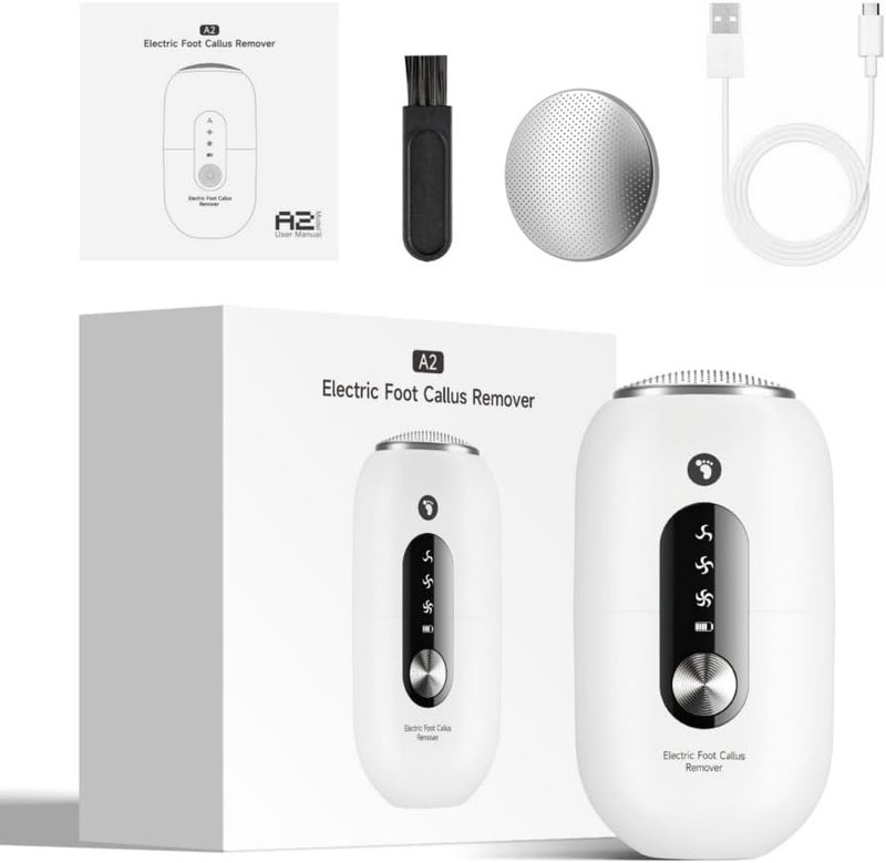 Cuorvag Electric Callus Remover for Feet, Rechargeable Electric Foot File & Foot Scrubber for Dead Skin, Dry Heels and Hard Skin, 3 Speeds, Dual Stainless Steel Heads, IPX6 Washable, Type-C - Image 1