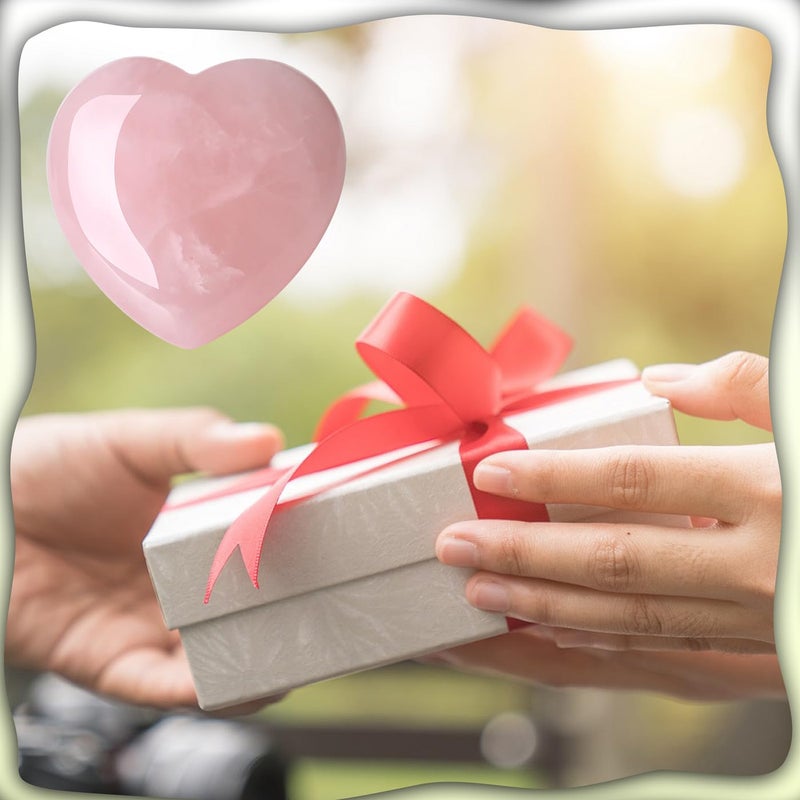 MAIBAOTA 60 mm Rose Quartz Crystals Heart Stone Valentines Anniversary Day Gifts for Her Women Crystal Gifts for Women Natural Reiki Gemstone Polished Heart Shaped Rocks Meditation - Image 5