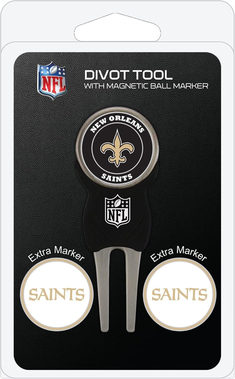 NFL Divot Tool with 3 Golf Ball Markers Pack, Markers are Removable Magnetic Double-Sided Enamel