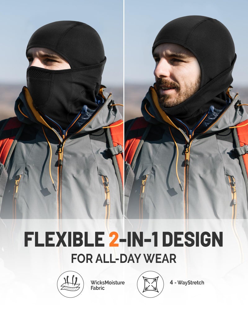 AOPREL Balaclava Ski Mask for Men Women Dual-Breath Vents Face Mask Fleece Thermal Winter Balaclava for Outdoor Activities & Work Black - Image 4