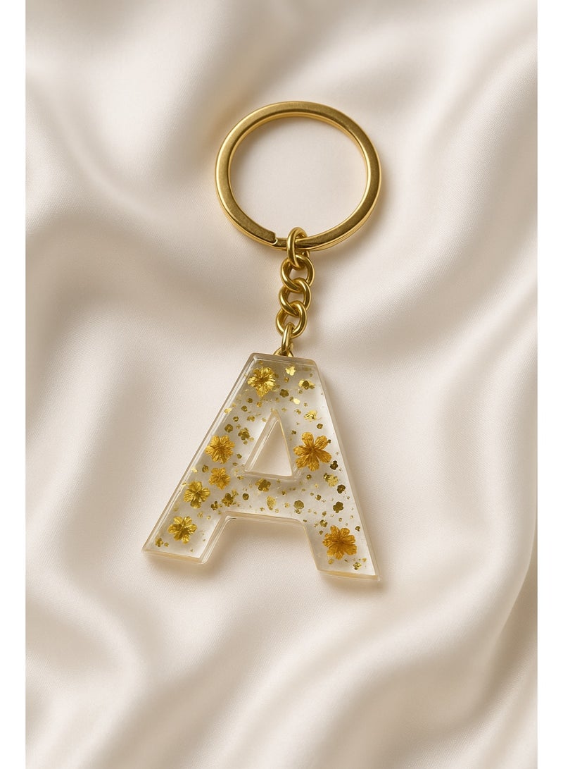 Handmade Resin Alphabet Keychain – Letter A | Luxury Personalized Gift