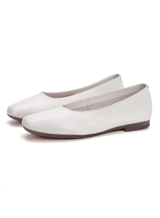 Women's Genuine Leather Ballet Flats Soft Sole Slip On Loafers Comfortable Work Shoes - Image 3