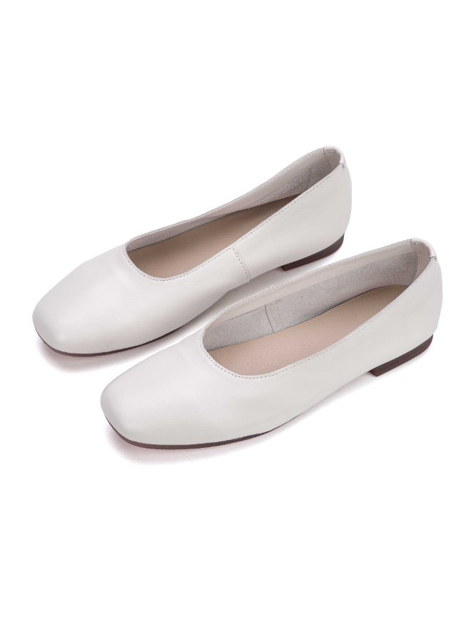Women's Genuine Leather Ballet Flats Soft Sole Slip On Loafers Comfortable Work Shoes - Image 2