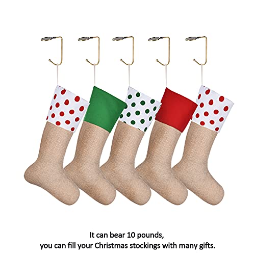 Sunshane 5 Pieces Christmas Stocking Holders Mantel Hooks Hanger Christmas Safety Hang Grip Stockings Clip for Christmas Party Decoration (Bronze) - Image 5