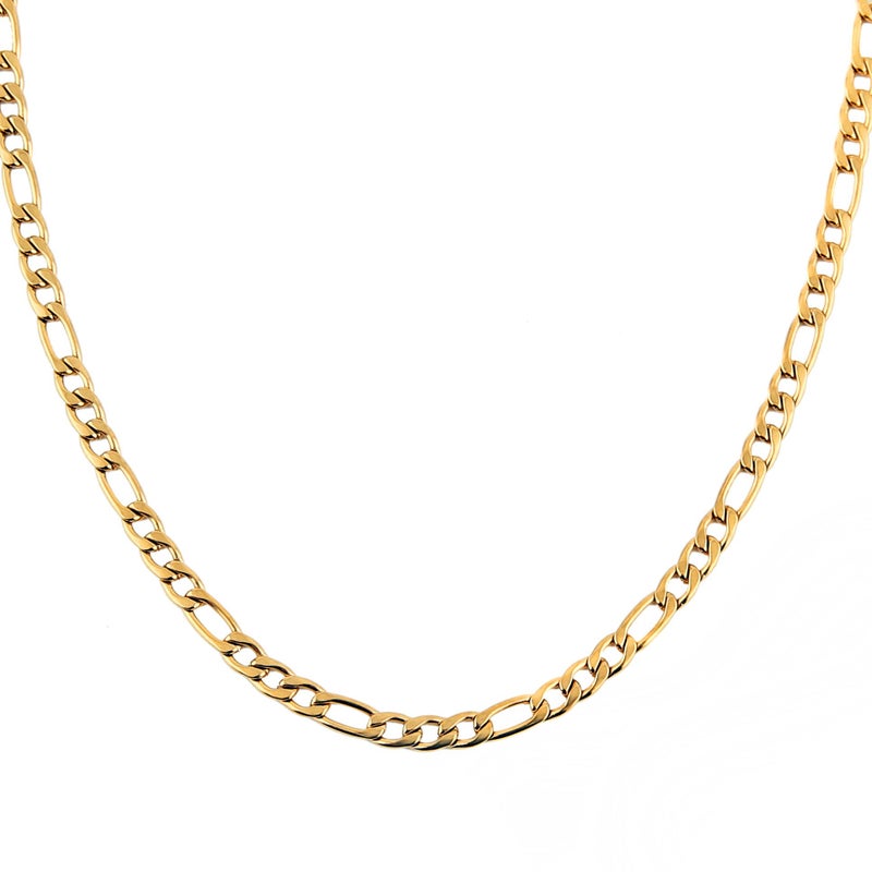 HZMAN Men Women 24k Real Gold Plated Figaro Chain Stainless Steel Necklace, Wide 3mm 5mm 7mm 9mm - Image 1