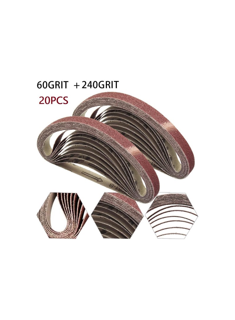 GGOOT 20Pcs Sanding Belts 15x452mm, 60 240 Assorted Grits Aluminum Oxide Abrasive Sanding Belts for Grinding Polishing and Derusting - Image 5