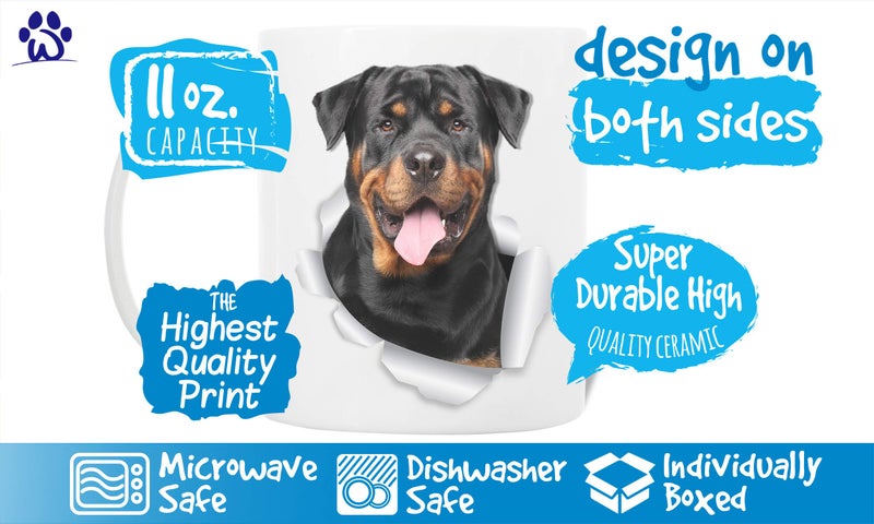 Winston Bear Winston & Bear Smiling Rottweiler Mug - Rottie Ceramic Coffee Mug Gift for Dog Lovers Mom and Dad - Perfect Birthday or Christmas, Father's or Mother's Day Gift (11oz) - Image 3