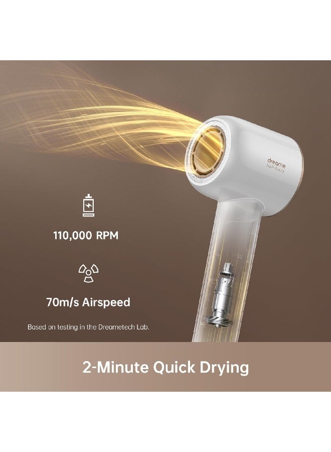 دريم مجفف الشعر بأربعة إعدادات لدرجة الحرارة والتحكم عالي السرعة بسرعتين 1600 واط أبيض 8.2 x 7.6 x 25.5 سم AHD6A-WH - Image 2