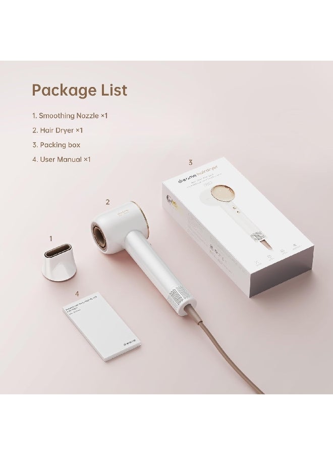 دريم مجفف الشعر بأربعة إعدادات لدرجة الحرارة والتحكم عالي السرعة بسرعتين 1600 واط أبيض 8.2 x 7.6 x 25.5 سم AHD6A-WH - Image 5