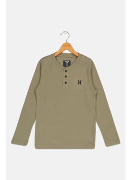 Kids Boy Brand Logo Long Sleeve T Shirt, Olive