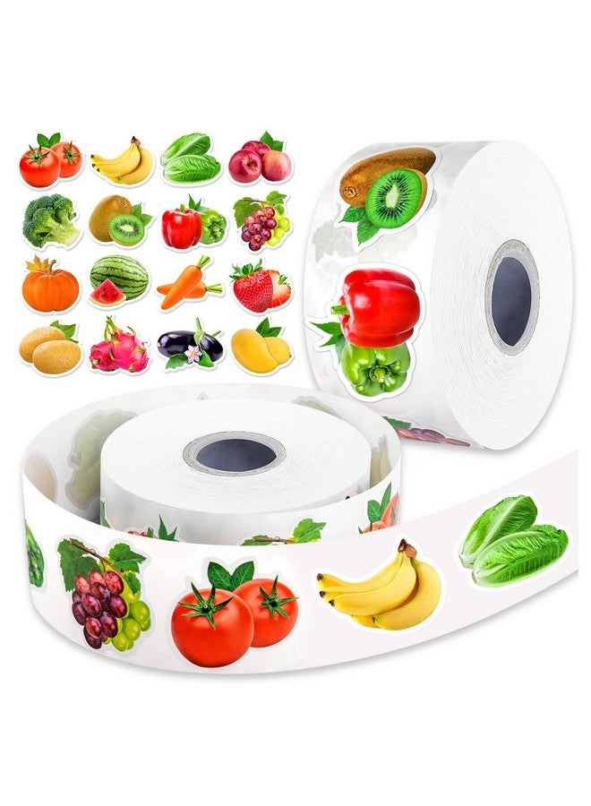 TORINALITAL 1200Pcs Fruit Vegetable Stickers Cute 16 Styles Food Stickers For Kids Colorful Waterproof Vegetable Sticker For Kids Teachers Classroom Rewards Scrapbooking Diy Crafts(2 Rolls) - Image 1