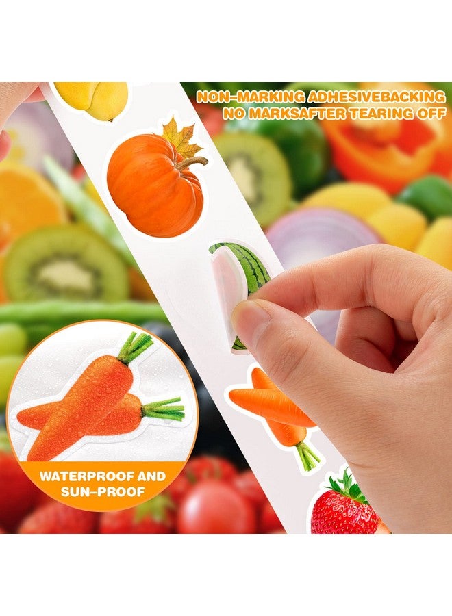 TORINALITAL 1200Pcs Fruit Vegetable Stickers Cute 16 Styles Food Stickers For Kids Colorful Waterproof Vegetable Sticker For Kids Teachers Classroom Rewards Scrapbooking Diy Crafts(2 Rolls) - Image 4