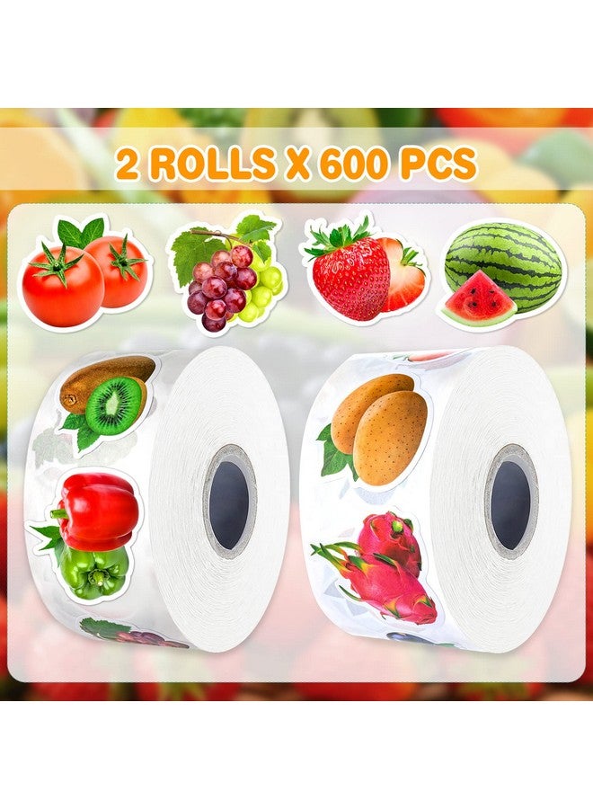 TORINALITAL 1200Pcs Fruit Vegetable Stickers Cute 16 Styles Food Stickers For Kids Colorful Waterproof Vegetable Sticker For Kids Teachers Classroom Rewards Scrapbooking Diy Crafts(2 Rolls) - Image 3