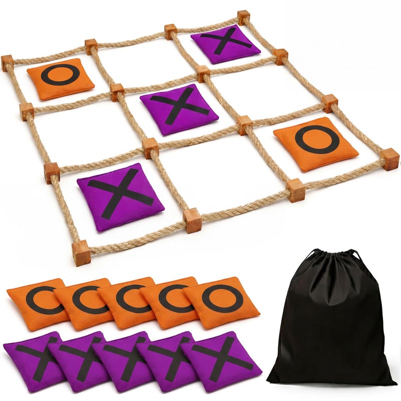 Gamie Giant Tic Tac Toe Game Outdoor 3 x 3 Feet Includes Rope Grid 10 Bean Bag Play Pieces and 1 Drawstring Carry Bag Large Yard Games Outdoor Game for Patio Picnic Camping - Image 2