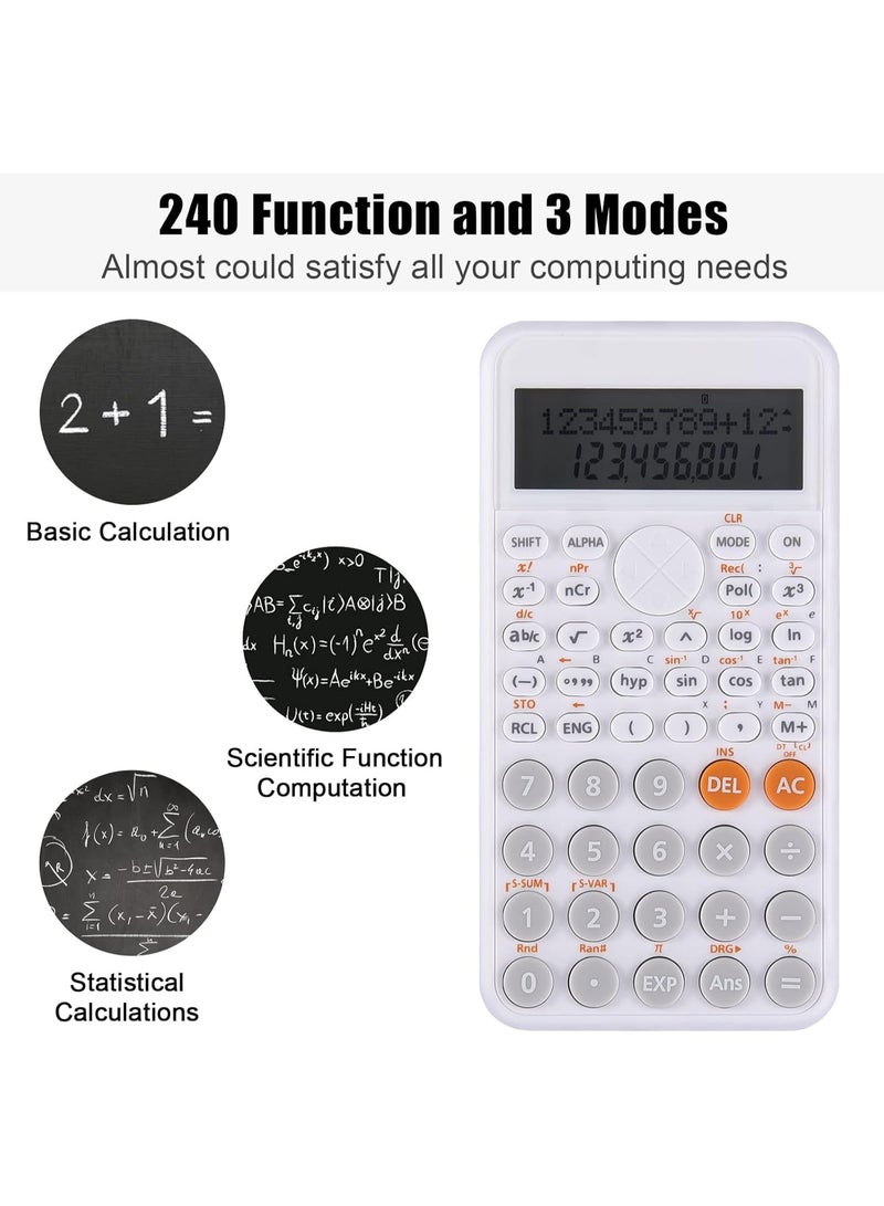 TFiOXL 240 Multifunctional Scientific Calculator, Two-Line Display, Slim and Portable, Suitable for School and Business, White - Image 2