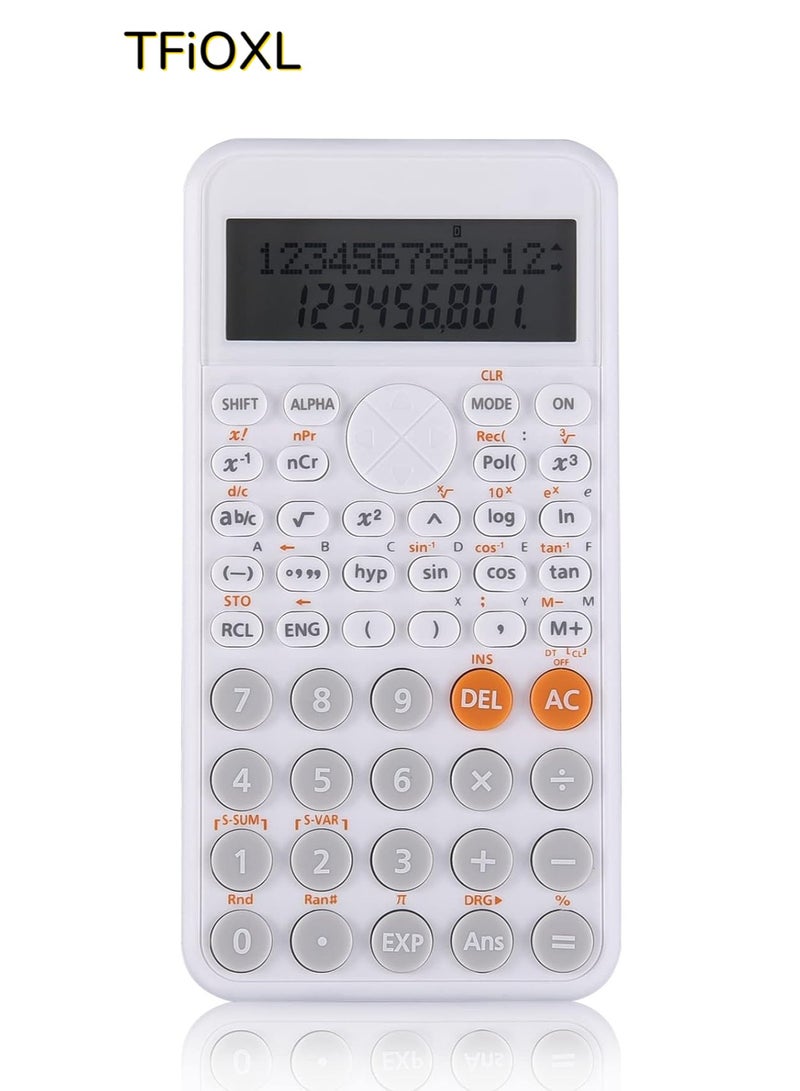 TFiOXL 240 Multifunctional Scientific Calculator, Two-Line Display, Slim and Portable, Suitable for School and Business, White - Image 1