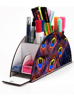 KutuTR Wooden Vip Animalss Model Rainbow Ruler Desktop Pen Holder Organizer with Mounted Box  - Image 1