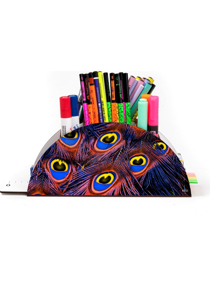 KutuTR Wooden Vip Animalss Model Rainbow Ruler Desktop Pen Holder Organizer with Mounted Box  - Image 2