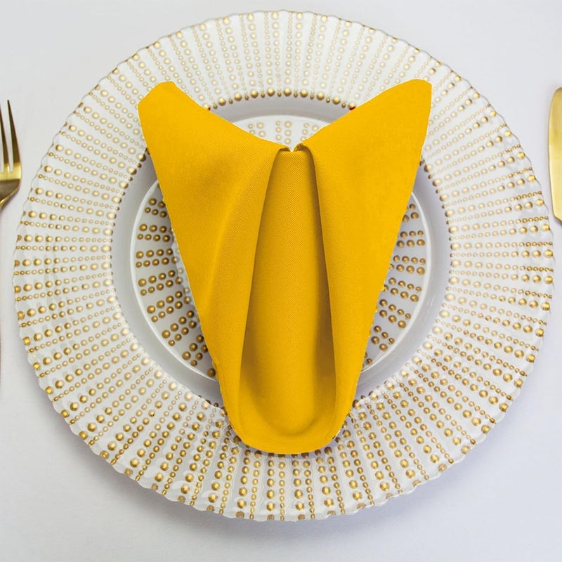 LTC LINENS Gold Cloth Napkins Set of 1220 Inch Dinner Napkins Washable Polyester Fabric Cloth for Dinner Restaurant Wedding and Party - Image 2