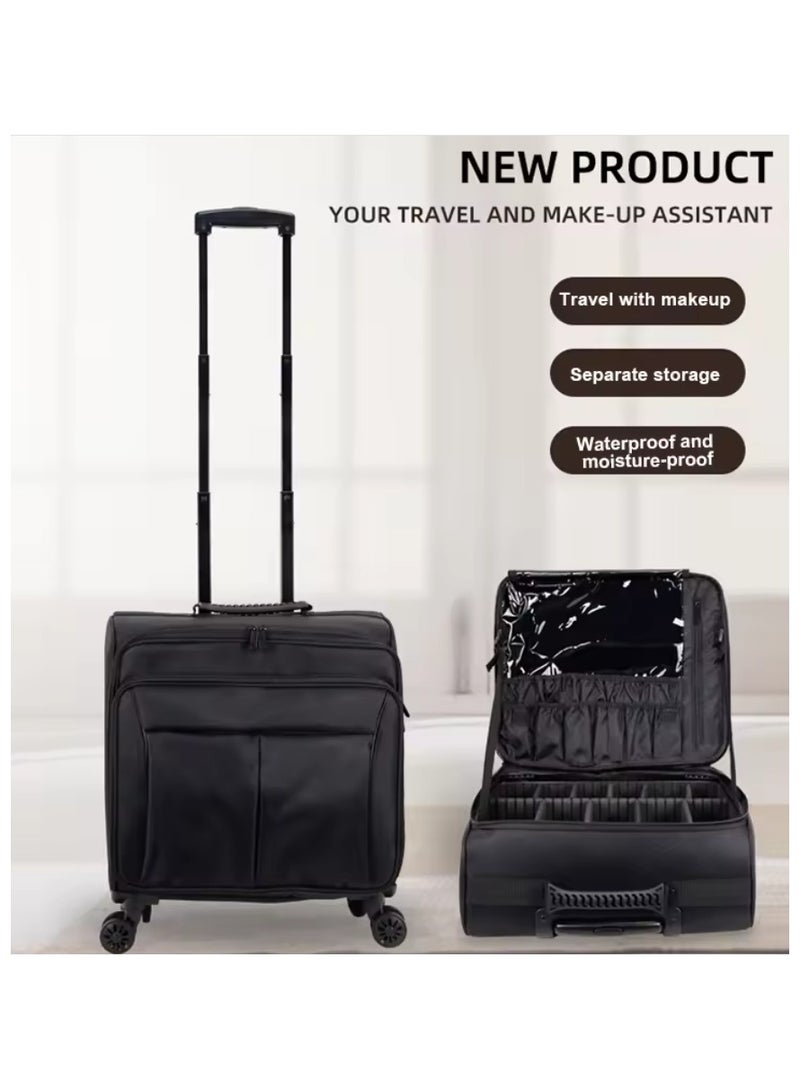 Compact Cosmetic Organizer Makeup Trolley With Adjustable Divider 4 Detachable Wheels  - Image 2