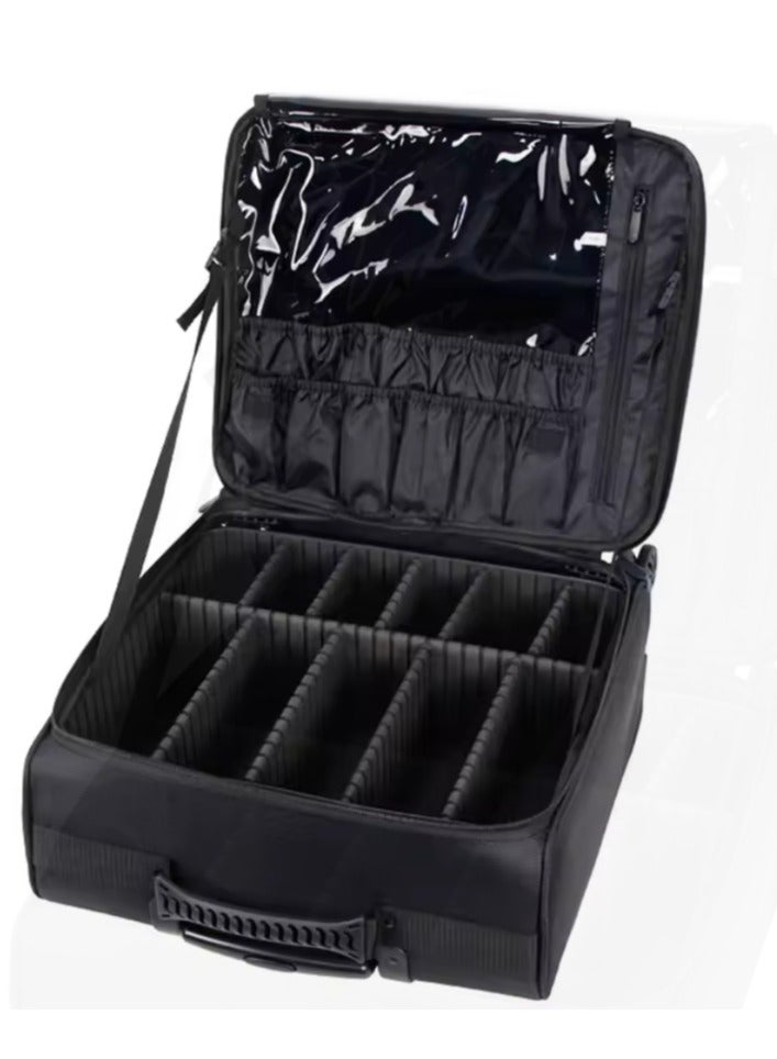 Compact Cosmetic Organizer Makeup Trolley With Adjustable Divider 4 Detachable Wheels  - Image 3