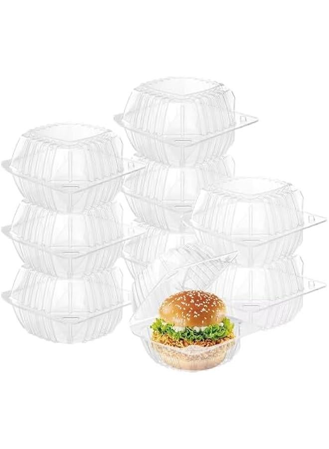 50 Pack Clear Thick Plastic Hinged Take Out Containers Disposable Clamshell Food Cake Boxes with Lids 5.8 x 3.2 inch for Desserts, Cookies, Salads, Pasta, Sandwiches.