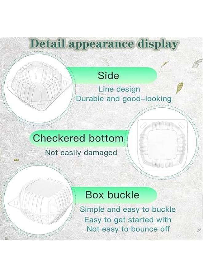 50 Pack Clear Thick Plastic Hinged Take Out Containers Disposable Clamshell Food Cake Boxes with Lids 5.8 x 3.2 inch for Desserts, Cookies, Salads, Pasta, Sandwiches.