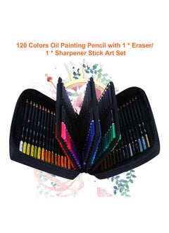 H&B 120 Colors Oil Painting Pencil with 1 * Eraser/ Sharpener Stick Art Set Kit Oil-based Soft Core  - Image 2