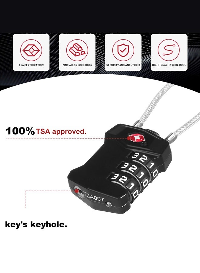 Tersely (2 Pack)TSA Approved Luggage Locks,Big Digit Easy Read Dials Cable Luggage Lock,Re-settable Padlock for Luggage,Travel Locks for Suitcase, Backpack - Image 3