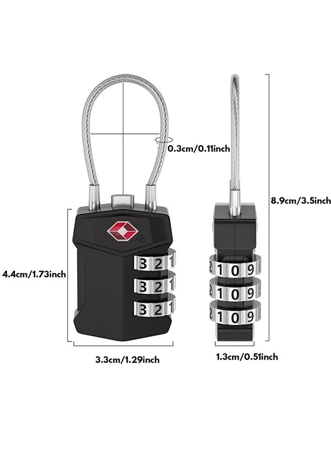Tersely (2 Pack)TSA Approved Luggage Locks,Big Digit Easy Read Dials Cable Luggage Lock,Re-settable Padlock for Luggage,Travel Locks for Suitcase, Backpack - Image 2