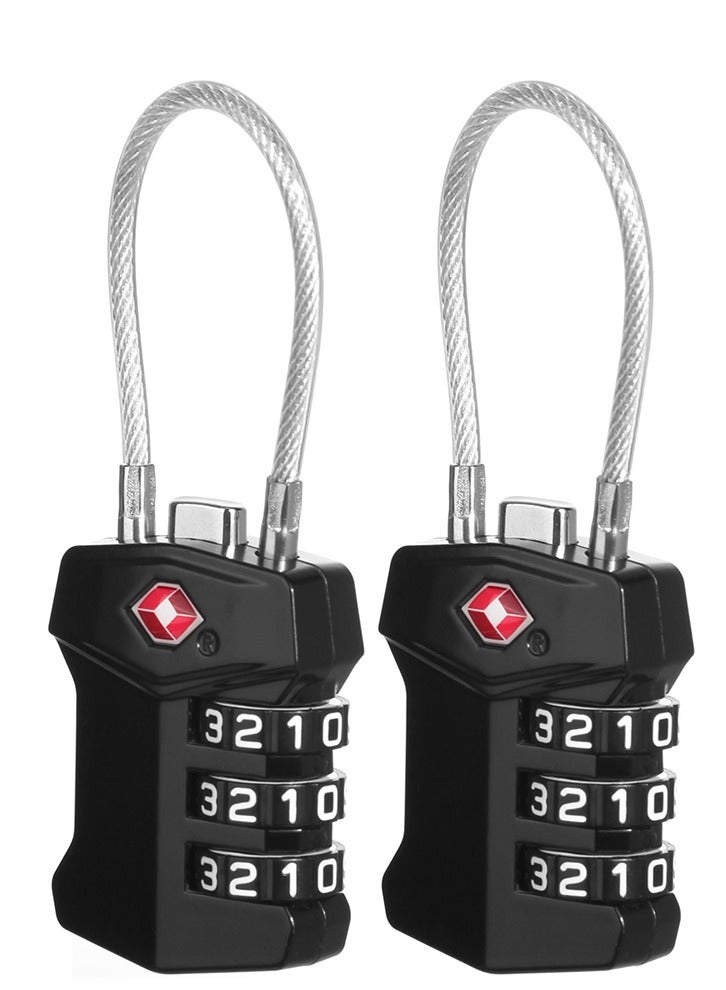 Tersely (2 Pack)TSA Approved Luggage Locks,Big Digit Easy Read Dials Cable Luggage Lock,Re-settable Padlock for Luggage,Travel Locks for Suitcase, Backpack - Image 1