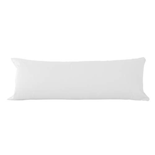 EVOLIVE New 300TC Thread Count 100% Cotton Body Pillow Cover/Case Replacement with Hidden Zipper Closure 21"x54" (White) - Image 2