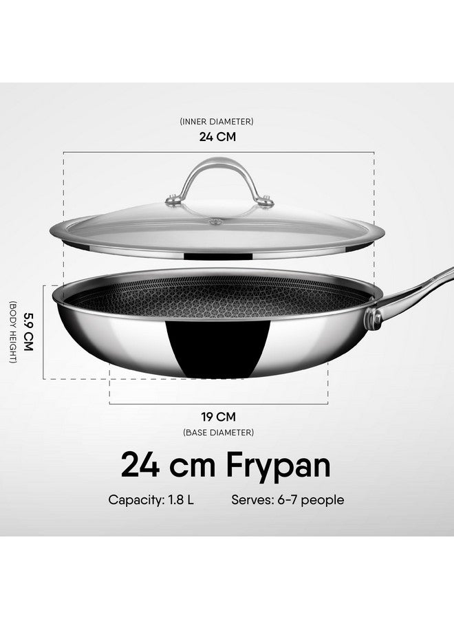 Stahl Artisan Hybrid Triply Frying Pan with Lid, Fry pan Induction Base, Frying pan Non Stick, Omelette Pan Non Stick, Frying pan Stainless Steel, 1.6 L, 24 cm - Image 2