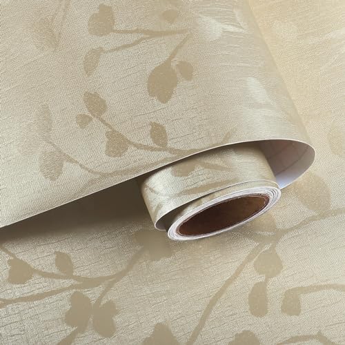 VaryPaper 32x118 Natural Beige Contact Paper for Cabinets Waterproof Silk Embossed Beige Wallpaper Peel and Stick Textured Wallpaper Removable Self Adhesive Vinyl Wall Paper for Bedroom Bathroom - Image 1