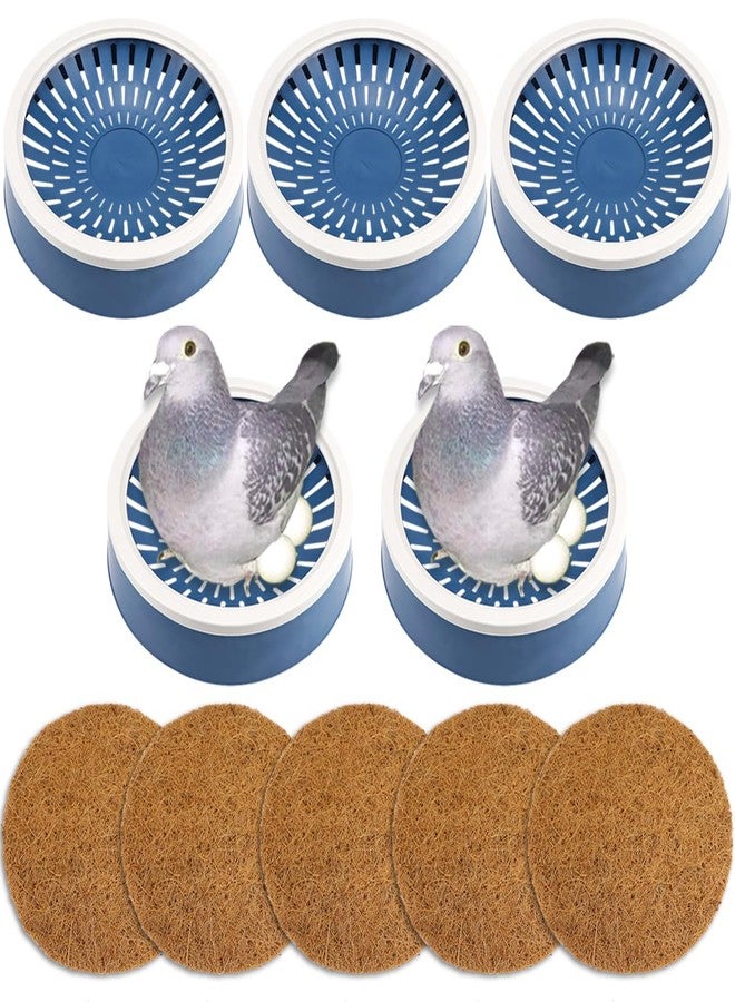 YOLUFER 5 Pcs Pigeon Nest Bird Nest Bowls Nest for Pigeons Breeding Hatching (White Side+ Pad), Random - Image 1