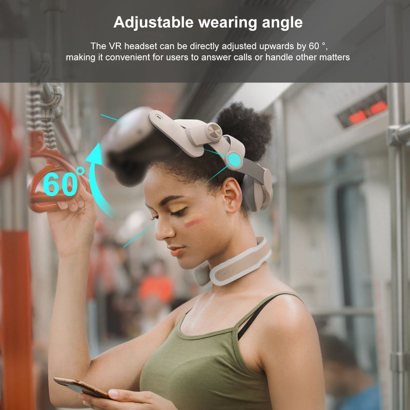 Adjustable VR Head Strap: White 5000mAh Battery - Pressure Relief & Safe Charging VR Headband for Meta Quest3 VR Headset Users - Image 3