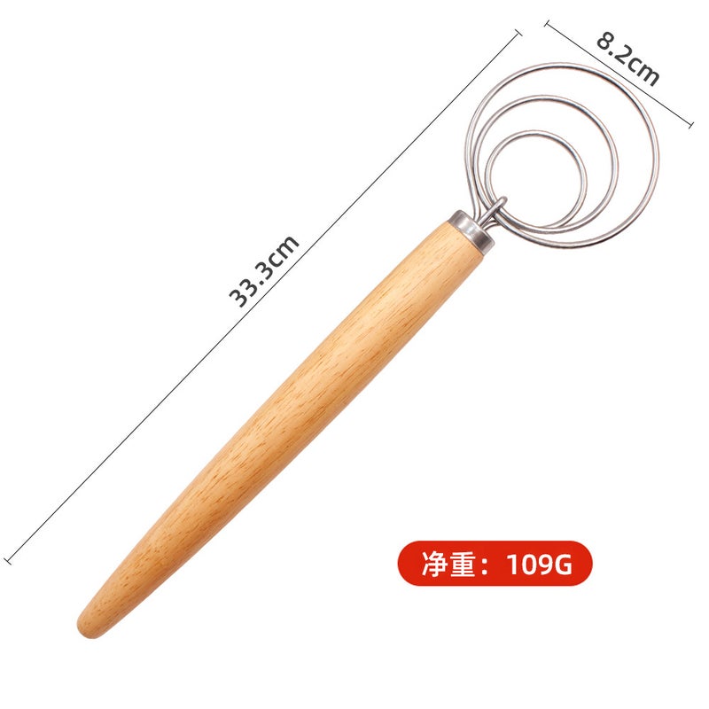 Upgraded Version 13 Inch Oak Handle Danish Dough Coil Flour Beaker Baking Tools Household Manual Flour Mixing - Image 1