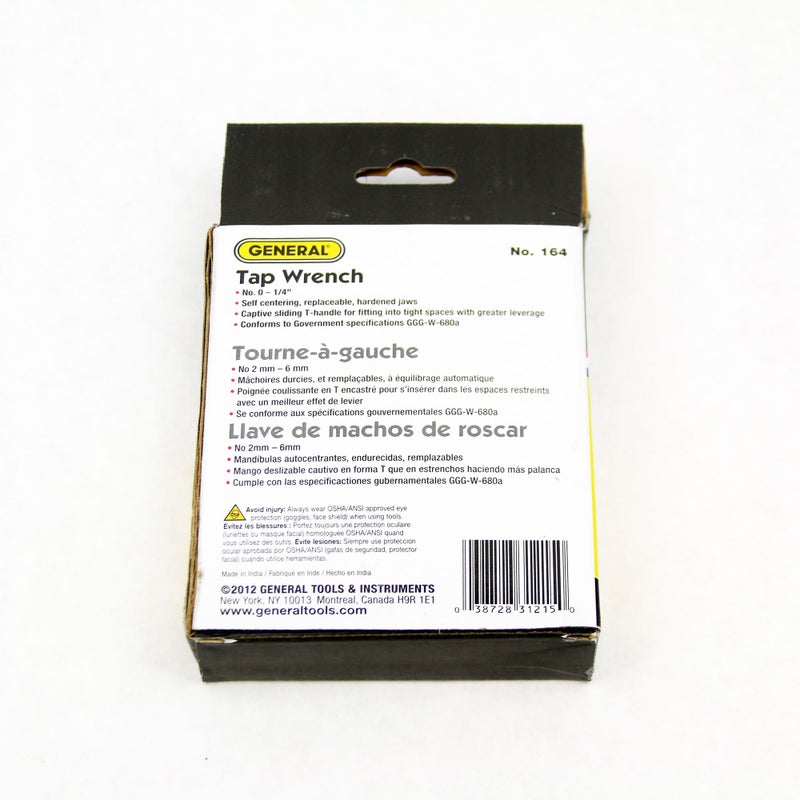 General Tools 164 Plain Tap Wrench, Capacity No. 0 to 1/4-Inch - Image 3
