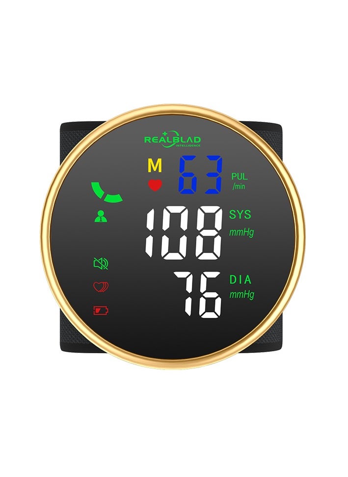 REALBLAD - Wrist-Type Blood Pressure Monitor with Intelligence Voice Broadcasting and Dual User Memory – Easy-to-Use with Comprehensive LED Screen and Durable Lithium Battery (GOLD & WHITE) - Image 1