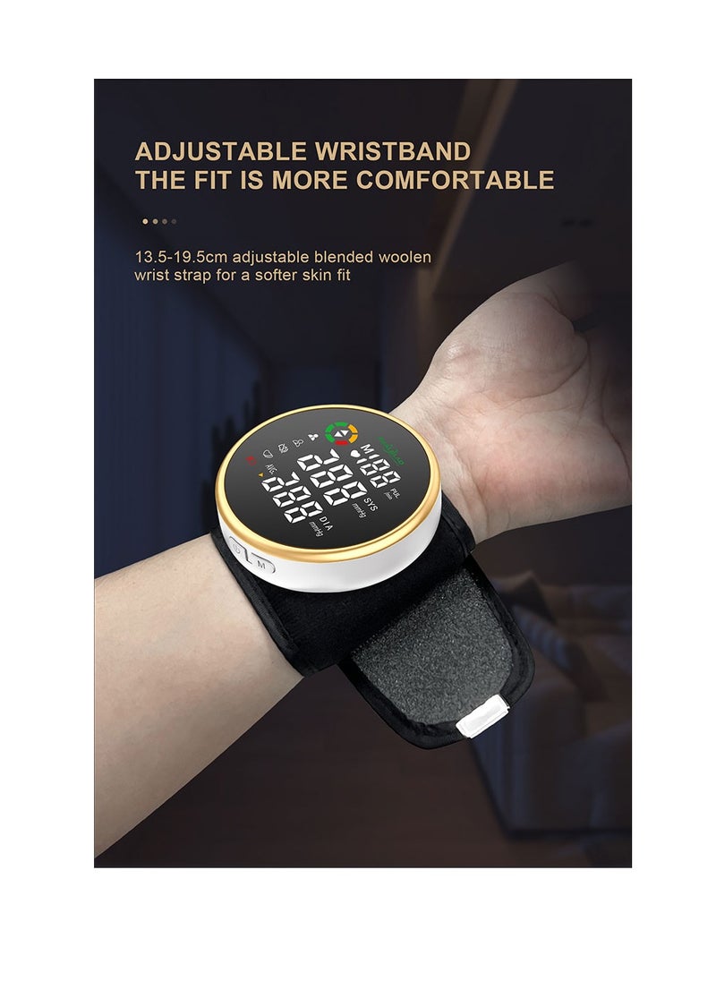 REALBLAD - Wrist-Type Blood Pressure Monitor with Intelligence Voice Broadcasting and Dual User Memory – Easy-to-Use with Comprehensive LED Screen and Durable Lithium Battery (GOLD & WHITE) - Image 1