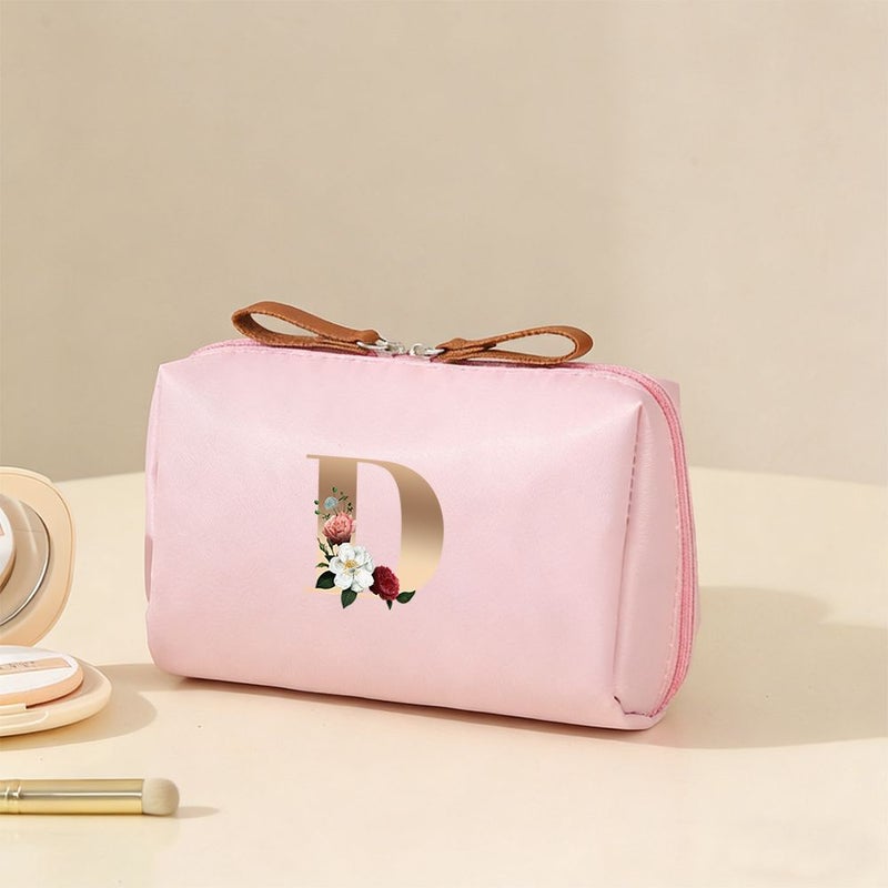 Floral Alphabet Makeup Bag With 26 Letters Travel Toiletry Gift For Mom in M - Image 2