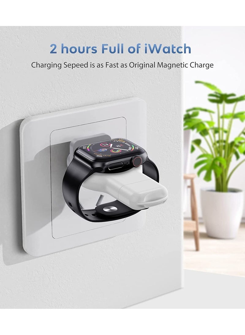 شاحن ساعة أبل المحمول، شاحن لاسلكي 2 في 1 لساعة iWatch مع USB-A وUSB-C شاحن سفر مغناطيسي لاسلكي سريع الشحن لساعة Apple Series 8 7 SE 6 5 4 3 2 (أبيض) - Image 4