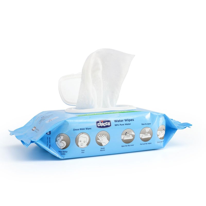 Chicco مناديل مائية من شيكو - 99% من الماء النقي 72 قطعة | 100% من مصادر نباتية | خالية من الفينوكسي إيثانول، البارابين والكحول - Image 4