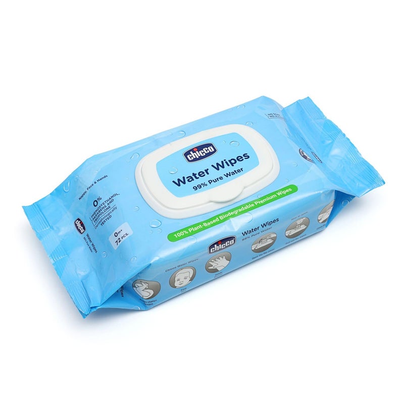Chicco مناديل مائية من شيكو - 99% من الماء النقي 72 قطعة | 100% من مصادر نباتية | خالية من الفينوكسي إيثانول، البارابين والكحول - Image 3