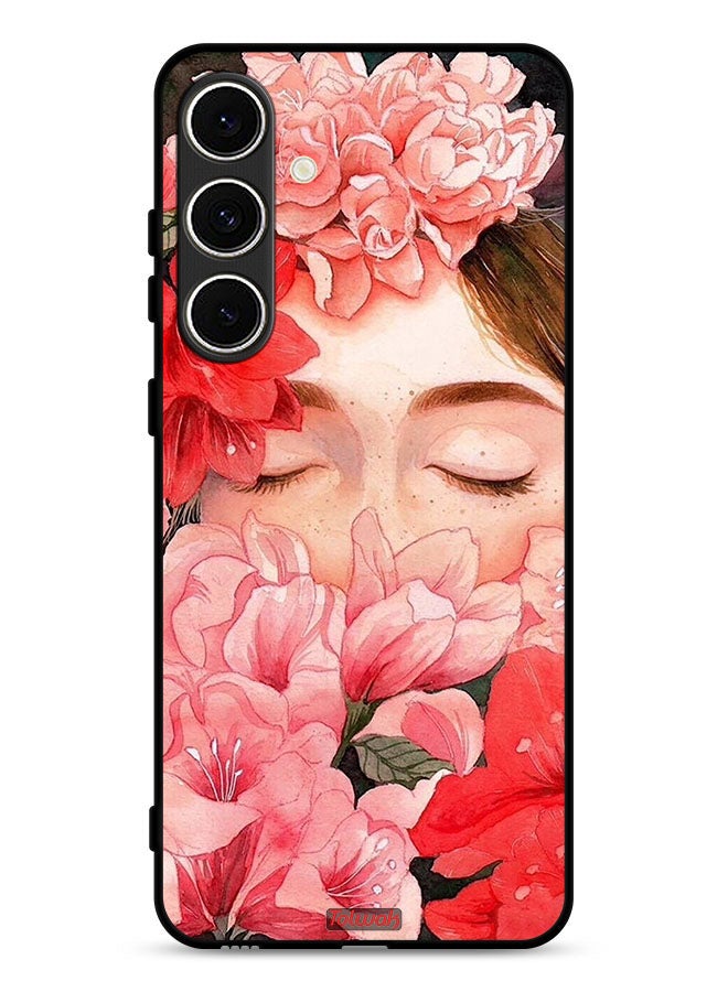 Tolwak Samsung Galaxy M56 5G Protective Case Cover Girl Face Hide In Flowers Art - Image 1