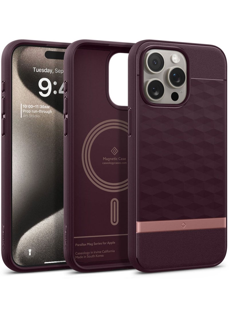 Caseology غطاء ماغ لآيفون 15 برو ماكس ماغ سيف - بورغندي - Image 1